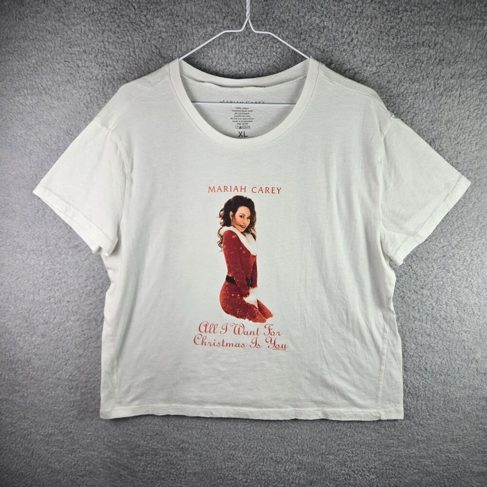 Mariah Carey Music T-Shirt All I Want for Christmas Is You Womens XL White